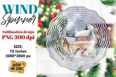 Christmas wind spinner. Winter house sublimation design Sublimation Yustaf Art Store 