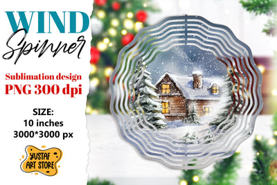 Christmas wind spinner. Winter house sublimation design Sublimation Yustaf Art Store 