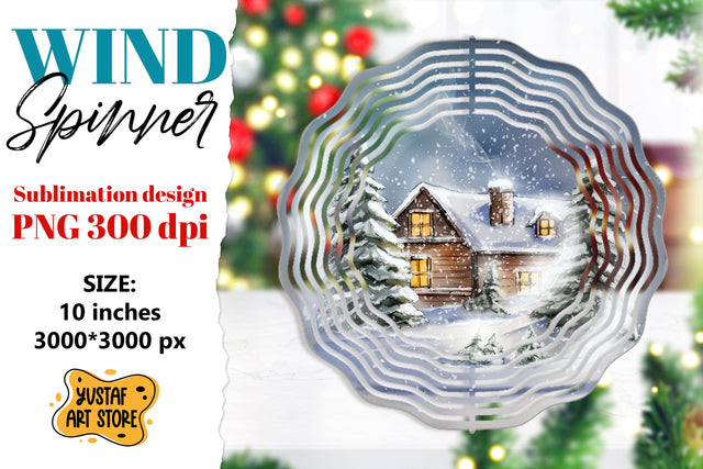 Christmas wind spinner. Winter house sublimation design Sublimation Yustaf Art Store 