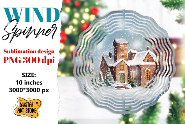 Christmas wind spinner. Winter house sublimation design Sublimation Yustaf Art Store 