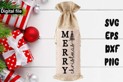 Christmas wine bag SVG bundle, Holiday Bottle Bag Designs for Cricut & Silhouette SVG Isabella Machell 