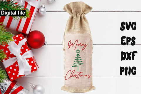 Christmas wine bag SVG bundle, Holiday Bottle Bag Designs for Cricut & Silhouette SVG Isabella Machell 
