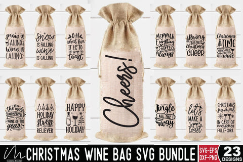 Christmas wine bag SVG bundle, Holiday Bottle Bag Designs for Cricut & Silhouette SVG Isabella Machell 