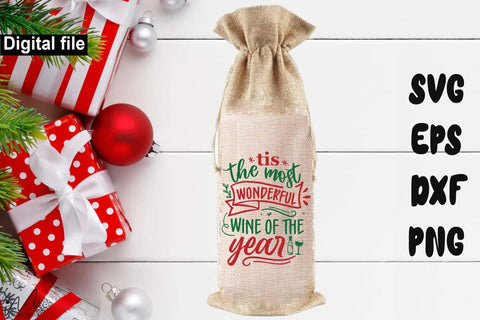 Christmas wine bag SVG bundle, Holiday Bottle Bag Designs for Cricut & Silhouette SVG Isabella Machell 