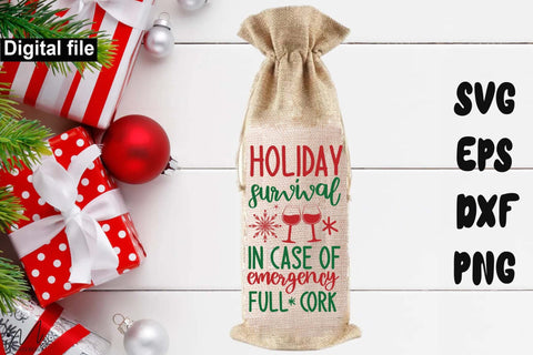 Christmas wine bag SVG bundle, Holiday Bottle Bag Designs for Cricut & Silhouette SVG Isabella Machell 