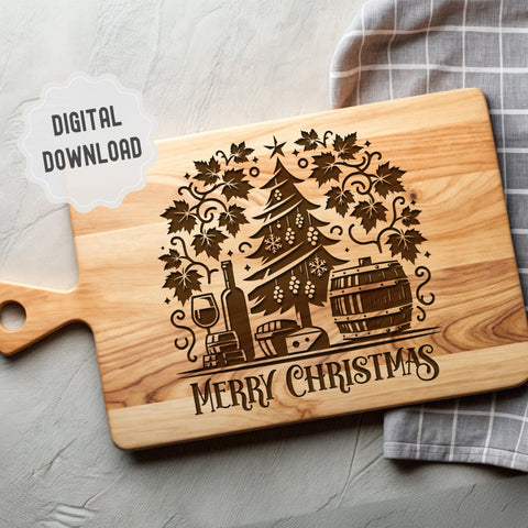 Christmas Wine Barrel Charcuterie Svg Dxf Png Jpg SVG CraftySVGStudio 