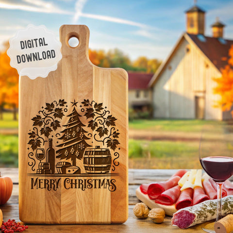 Christmas Wine Barrel Charcuterie Svg Dxf Png Jpg SVG CraftySVGStudio 