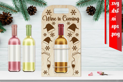 Christmas Wine Bottle Holder | Christmas Wine Bottle Carrier SVG zafrans studio 