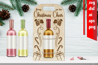 Christmas Wine Bottle Holder | Christmas Wine Bottle Carrier SVG zafrans studio 