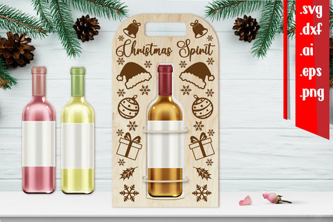 Christmas Wine Bottle Holder | Christmas Wine Bottle Carrier SVG zafrans studio 