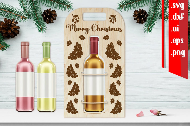 Christmas Wine Bottle Holder | Christmas Wine Bottle Carrier SVG zafrans studio 