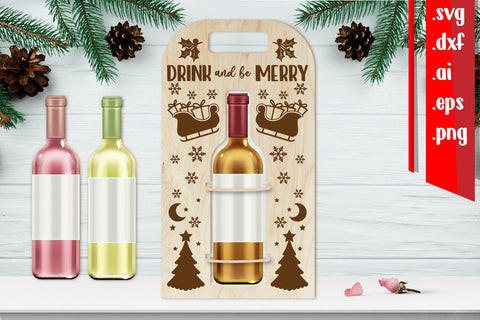 Christmas Wine Bottle Holder | Christmas Wine Bottle Carrier SVG zafrans studio 