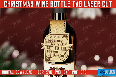 Christmas Wine Bottle Tag | Christmas Gift Idea | Holiday Bottle Tag | CNC File SVG Fly Design 