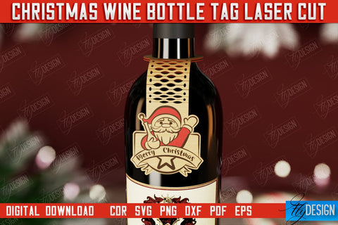 Christmas Wine Bottle Tags Bundle | Christmas Gift Idea | Holiday Bottle Tag | CNC Files SVG Fly Design 