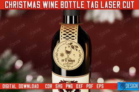 Christmas Wine Bottle Tags Bundle | Christmas Gift Idea | Holiday Bottle Tag | CNC Files SVG Fly Design 