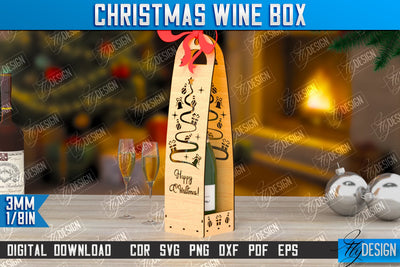 Christmas Wine Box Laser Cut | Christmas Gift Idea | Bottle Box | Gift Box | CNC File SVG Fly Design 