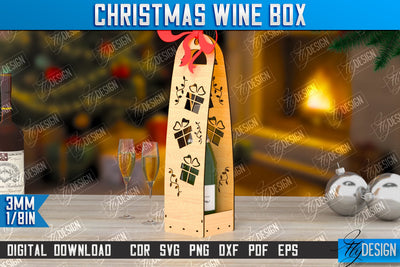 Christmas Wine Box Laser Cut | Christmas Gift Idea | Bottle Box | Gift Box | CNC File SVG Fly Design 