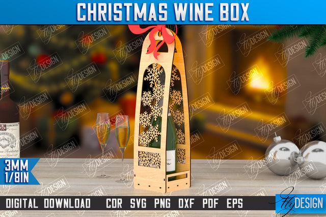Christmas Wine Box Laser Cut | Christmas Gift Idea | Bottle Box | Gift Box | CNC File SVG Fly Design 
