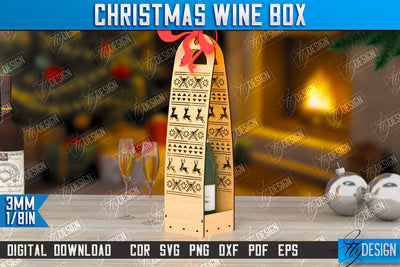 Christmas Wine Box Laser Cut | Christmas Gift Idea | Bottle Box | Gift Box | CNC File SVG Fly Design 
