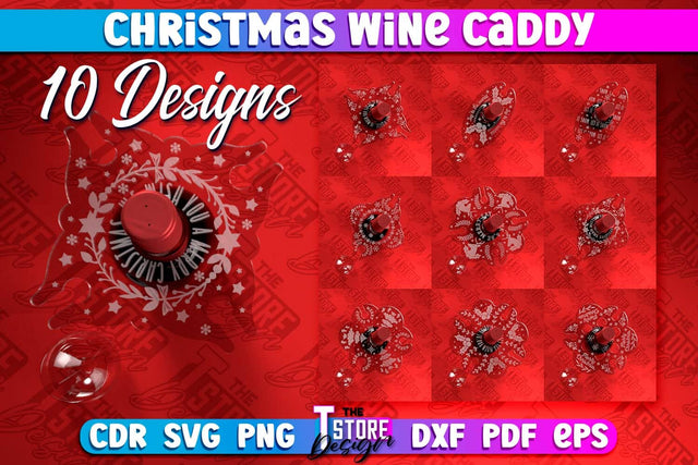 Christmas Wine Caddy Bundle | Christmas Ornament | Wine Lovers | Gift Idea | CNC Files SVG The T Store Design 
