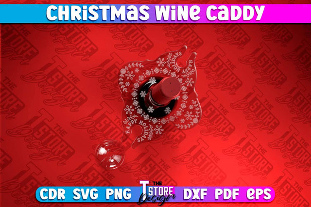 Christmas Wine Caddy | Christmas Ornament | Wine Lovers | Gift Idea | CNC File SVG The T Store Design 