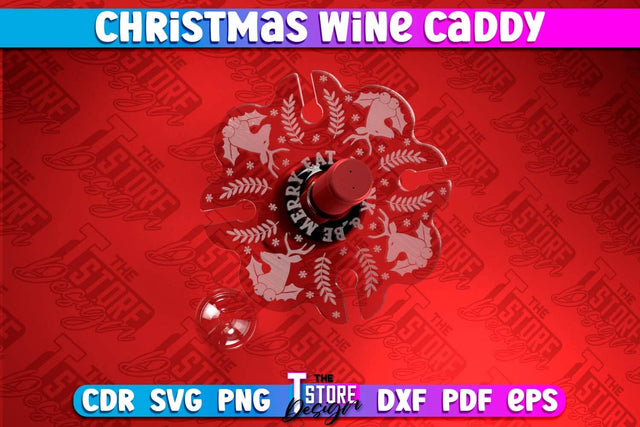 Christmas Wine Caddy | Christmas Ornament | Wine Lovers | Gift Idea | CNC File SVG The T Store Design 
