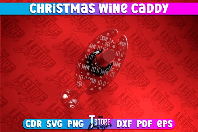 Christmas Wine Caddy | Christmas Ornament | Wine Lovers | Gift Idea | CNC File SVG The T Store Design 