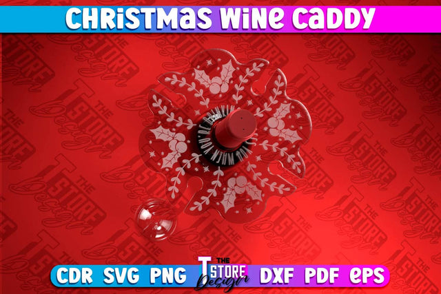 Christmas Wine Caddy | Christmas Ornament | Wine Lovers | Gift Idea | CNC File SVG The T Store Design 