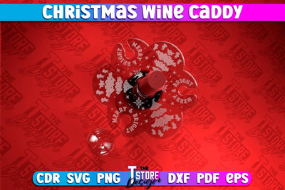 Christmas Wine Caddy | Christmas Ornament | Wine Lovers | Gift Idea | CNC File SVG The T Store Design 