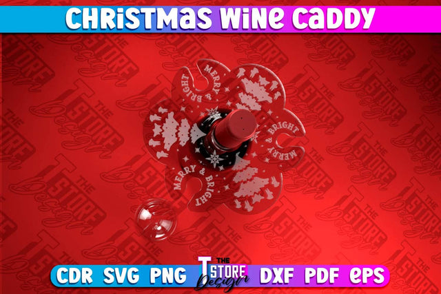 Christmas Wine Caddy | Christmas Ornament | Wine Lovers | Gift Idea | CNC File SVG The T Store Design 