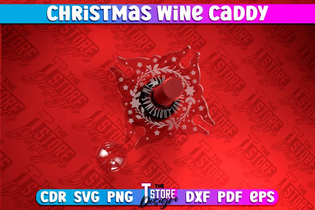 Christmas Wine Caddy | Christmas Ornament | Wine Lovers | Gift Idea | CNC File SVG The T Store Design 