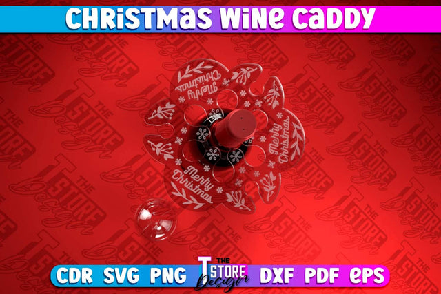 Christmas Wine Caddy | Christmas Ornament | Wine Lovers | Gift Idea | CNC File SVG The T Store Design 