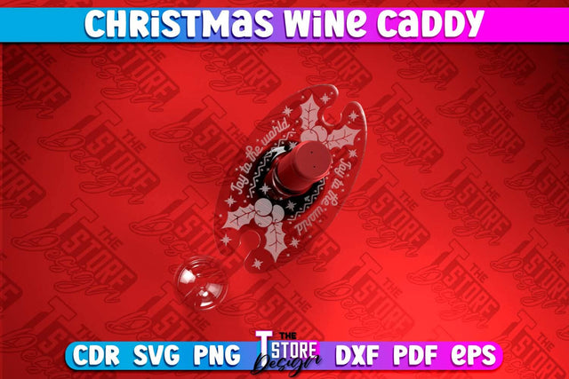 Christmas Wine Caddy | Christmas Ornament | Wine Lovers | Gift Idea | CNC File SVG The T Store Design 