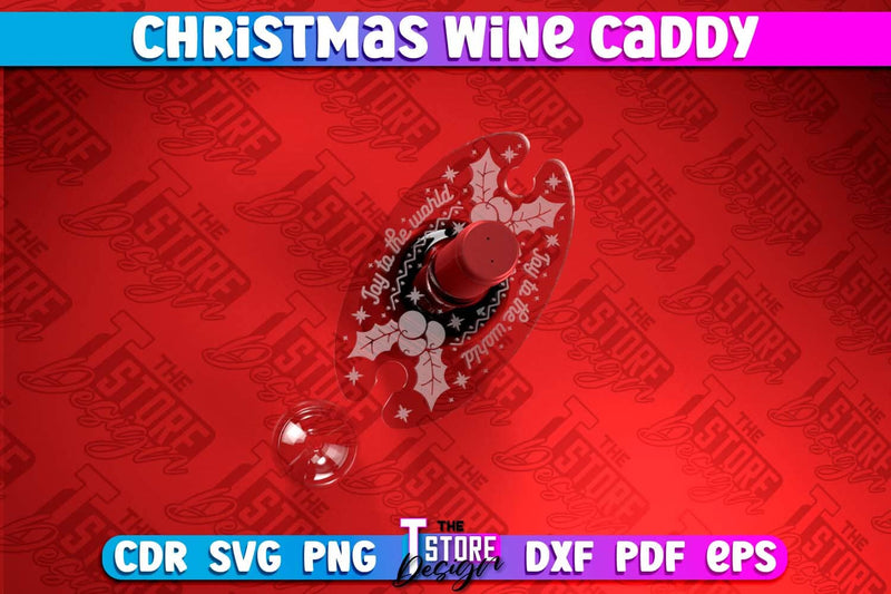Christmas Wine Caddy | Christmas Ornament | Wine Lovers | Gift Idea | CNC File SVG The T Store Design 