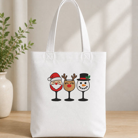 Christmas Wine Glass Trio Embroidery Design – Santa Reindeer Snowman Holiday Machine Embroidery File Embroidery/Applique DESIGNS PatternFeed8 
