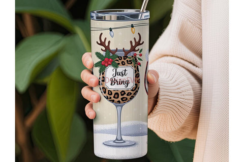 Christmas Wine Glass Tumbler Wrap Sublimation DesignSVG 