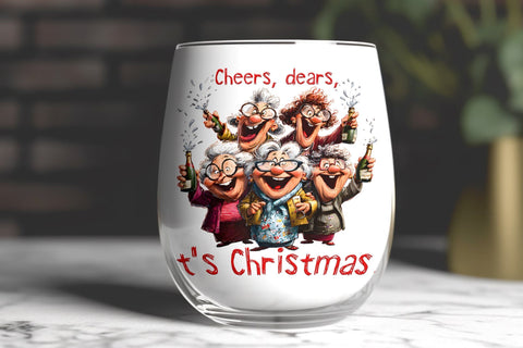 Christmas wine tumbler design Funny wine quote, elderly lady Sublimation Angelina Semenova 