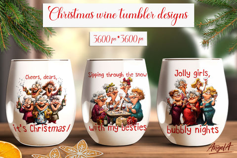 Christmas wine tumbler design Funny wine quote, elderly lady Sublimation Angelina Semenova 