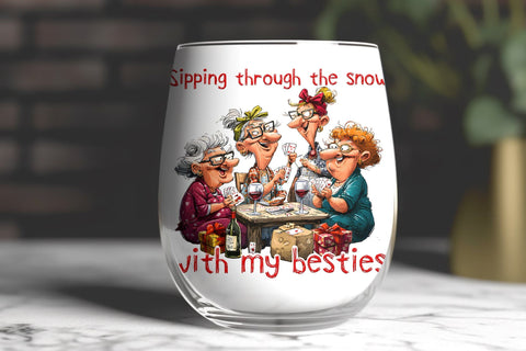 Christmas wine tumbler design Funny wine quote, elderly lady Sublimation Angelina Semenova 