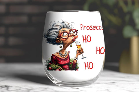 Christmas wine tumbler sublimation designs Elderly lady wine Sublimation Angelina Semenova 