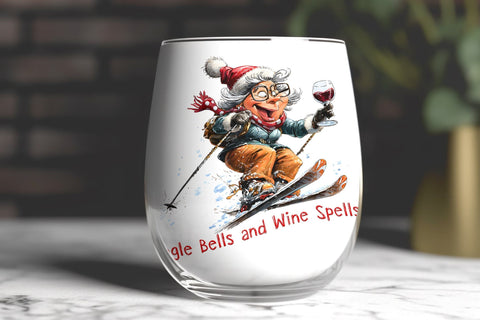Christmas wine tumbler sublimation designs Funny old lady Sublimation Angelina Semenova 