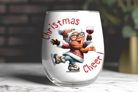 Christmas wine tumbler sublimation designs Funny old lady Sublimation Angelina Semenova 