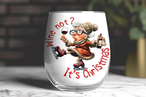 Christmas wine tumbler sublimation designs Funny old lady Sublimation Angelina Semenova 