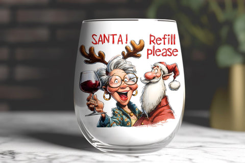 Christmas wine tumbler sublimation Funny old lady Santa PNG Sublimation Angelina Semenova 
