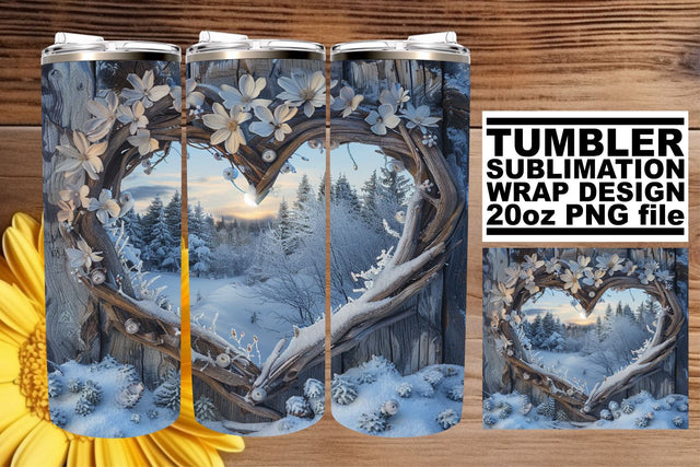 Christmas Winter 3D Heart Frame Tumbler Wrap Sublimation Sublimation afrosvg 