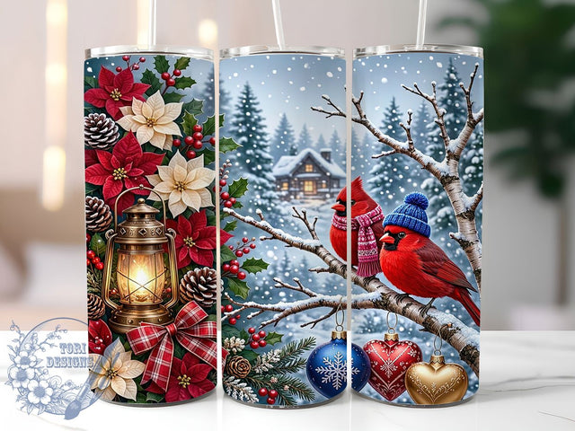 Christmas Winter Cardinals 20oz Tumbler, Christmas Cardinals, Winter Cardinals, Christmas Cardinal, Cardinal Tumbler, Cardinal Tumbler PNG, Winter Cardinal PNG, Xmas Cardinals PNG Sublimation ToriDesigns 