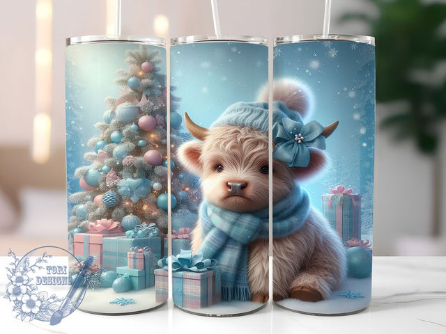 Christmas Winter Highland Cow Tumbler, Winter Cow Sublimation Design, Festive Farm Cup Art, 20oz Xmas Tumbler, Whimsical Cow Mug, Stylish Holiday Cup, Cozy Winter Wrap Sublimation ToriDesigns 