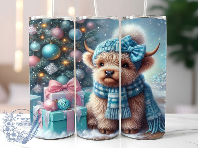 Christmas Winter Highland Cow Tumbler, Winter Cow Sublimation Design, Festive Farm Cup Art, 20oz Xmas Tumbler, Whimsical Cow Mug, Stylish Holiday Cup, Cozy Winter Wrap Sublimation ToriDesigns 