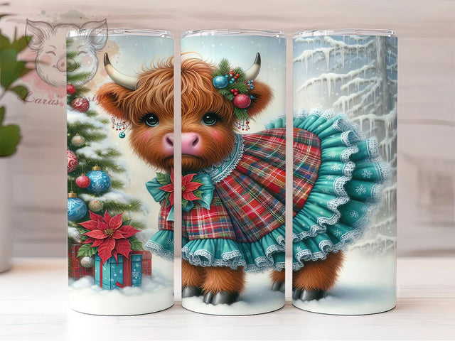 Christmas Winter Highland Cow Tumbler Wrap, Highland Cow Mug, Winter Cow Art, 20Oz Tumbler Wrap, Sublimation Design, Holiday Drinkware, Rustic Cow Print Sublimation Lara' s Designs 