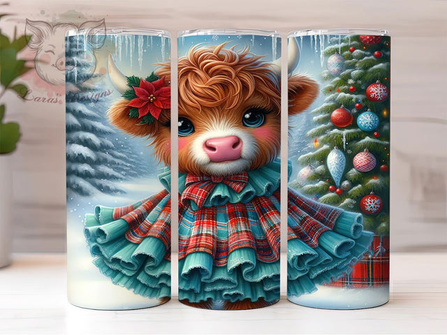 Christmas Winter Highland Cow Tumbler Wrap, Highland Cow Mug, Winter Cow Art, 20Oz Tumbler Wrap, Sublimation Design, Holiday Drinkware, Rustic Cow Print Sublimation Lara' s Designs 